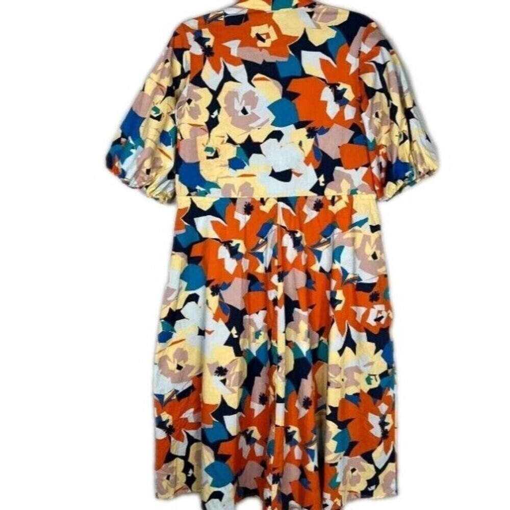 52seven Puff Sleeve Dress Size 16 Colorful Floral Drawstring Waist Pockets - Picture 2 of 6